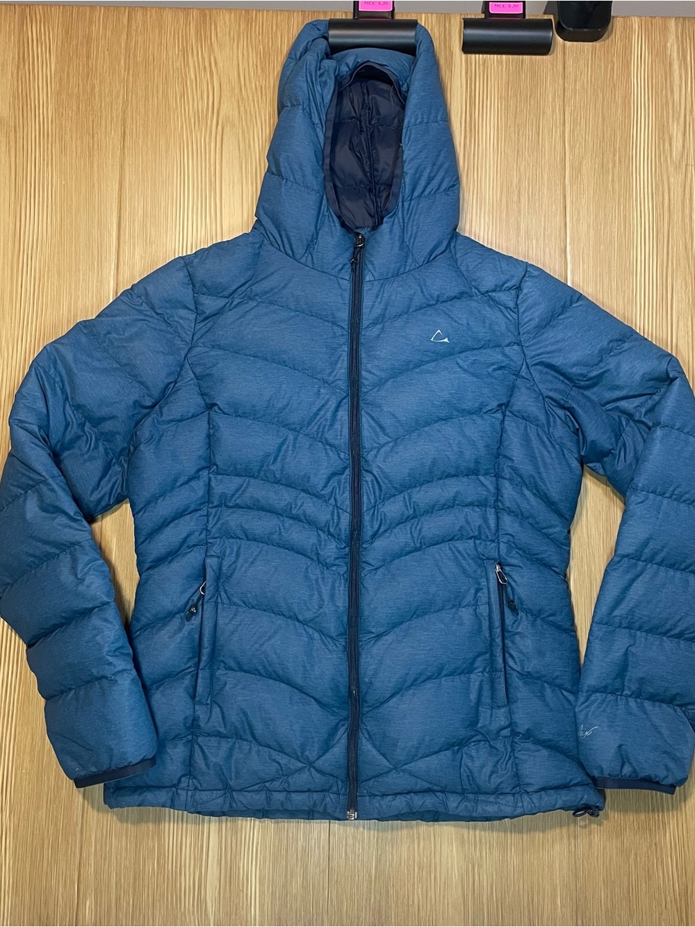 Paradox Duck Down Feather Light Packable Hooded Puffer Jacket Blue L